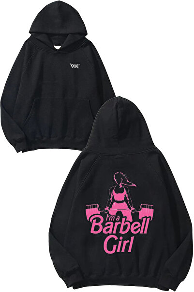 THEWERT Im A Barbell Girl Gym Design Rucsac cu imprimeu Negru cu glugă Swea t...