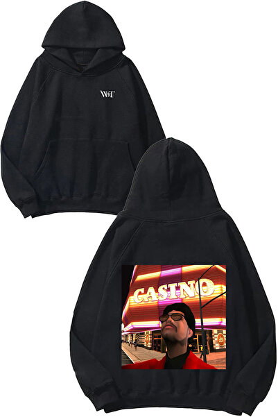 THEWERT Gta Casino Design Back Printed Black Hooded Sweatshirt