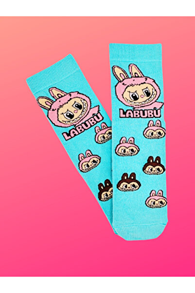 Shuttle Park Специална серия Щастливи цветни чорапи с мотив Labubu Забавни, удобни и стилни чорапи Стилен дизайн Чорапи от трикотаж Сини чорапи