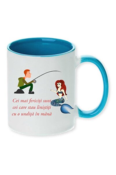 CRD PRINT Personalized fishermen mug — "The happiest are those who sit quietly with a fishing rod..." (light