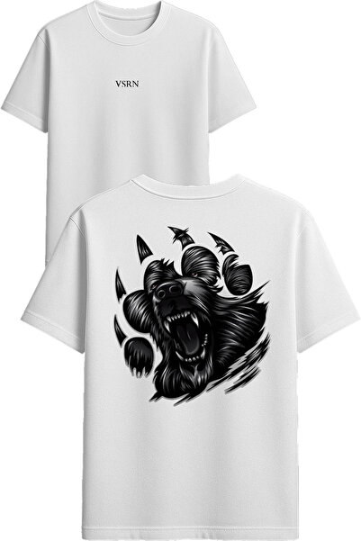 VSRN Μπλουζάκι με στάμπα Angry Bear Paw Design, λευκό, oversized