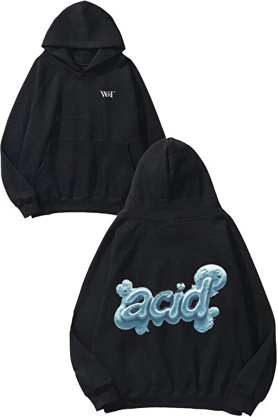 THEWERT Acid Zehir Design Spate cu imprimeu Negru cu glugă Swea tricou