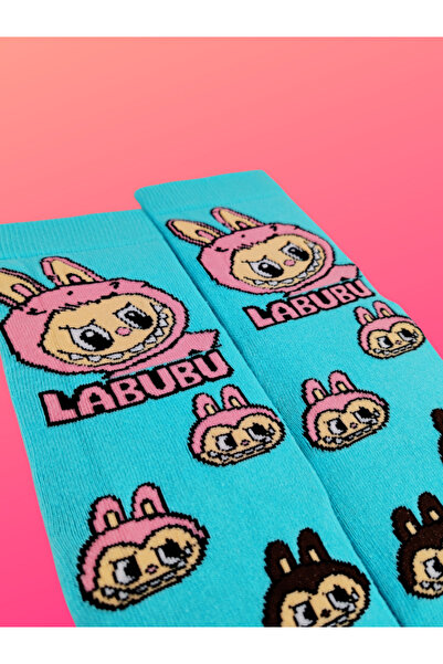 Shuttle Park Специална серия Щастливи цветни чорапи с мотив Labubu Забавни, удобни и стилни чорапи Стилен дизайн Чорапи от трикотаж Сини чорапи