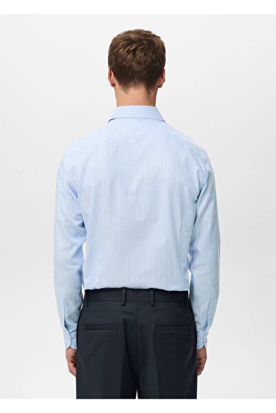 MANGO Man Slim fit çizgili %100 pamuklu gömlek