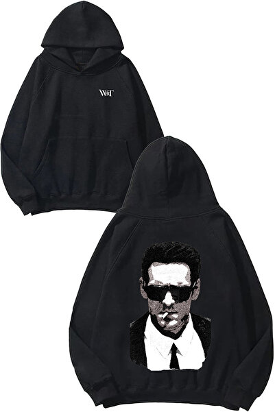 THEWERT Cool Man Design Rucsac cu imprimeu Negru cu glugă Swea tricou