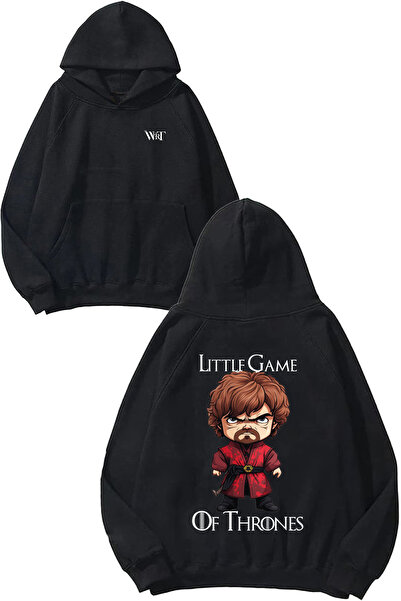 THEWERT سويت شيرت Game Of Thrones 6 Design Back مطبوع أسود بغطاء رأس