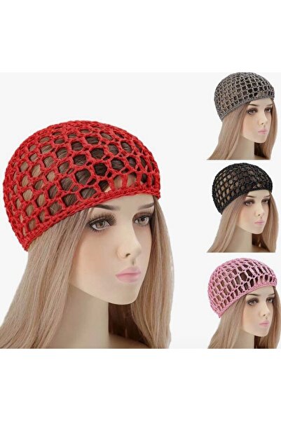 La Saade Crochet Chic Cap-Siyah Y2K Örgü Ağı File Şapka