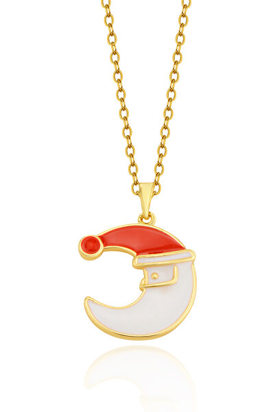Cosmia Shine قلادة على شكل قمر من الفولاذ المقاوم للصدأ مطلية بالمينا باللوني...
