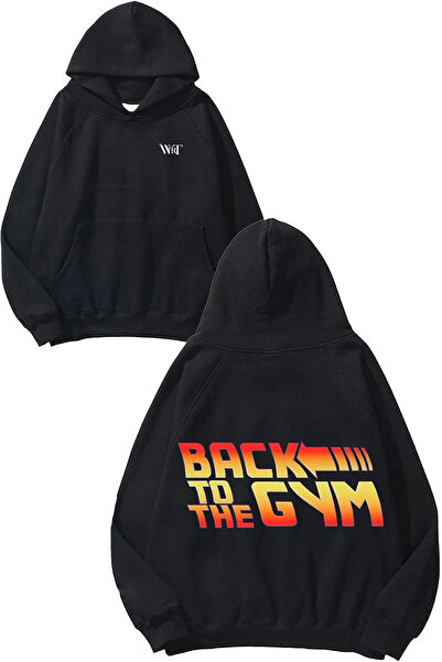 THEWERT Back to the Gym Design Back Printed Black Hooded Sweatshirt