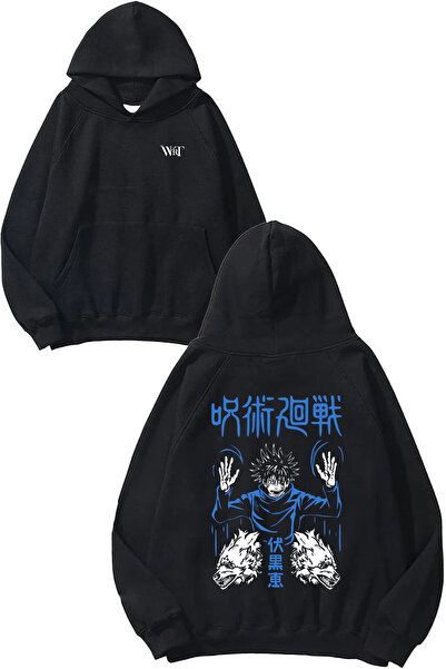 THEWERT Jujutsu Kaisen 3 Design Back Printed Black Hooded Sweatshirt