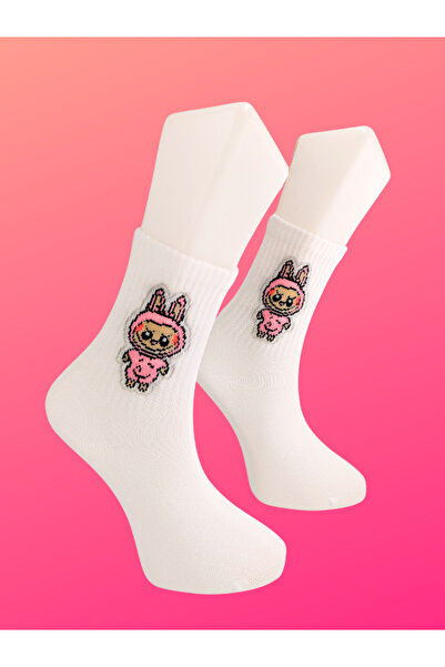Shuttle Park Special Series Happy Colorful Labubu Patterned Socks Fun Comfortable Stylish Design Style White College Socks