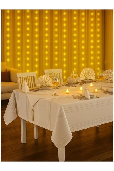 ÇAĞTEXX Stain Resistant Fabric 12 Person 26 Piece Tablecloth Set