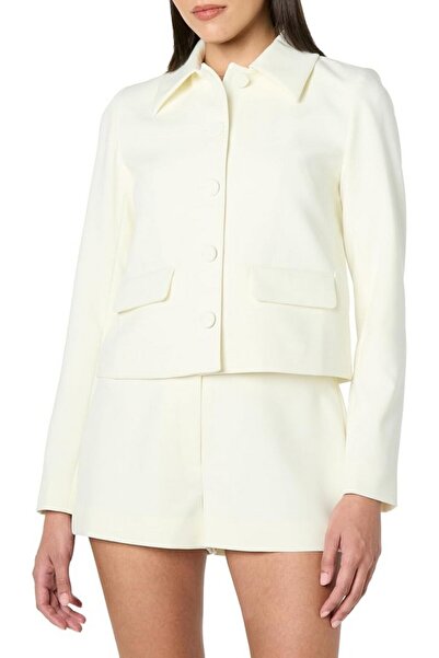 The Drop Myra women's casual jacket with pockets, white, size 2XS,