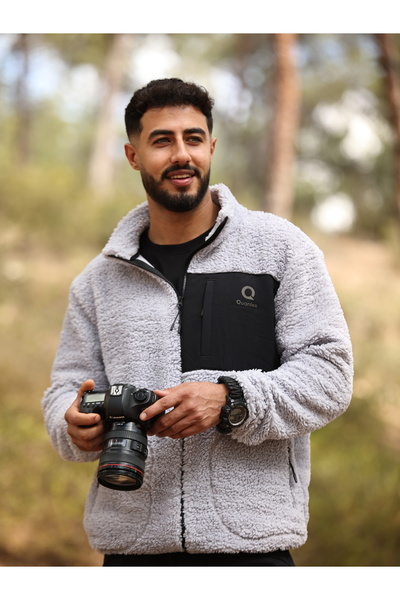 TKT Gray Lamb Welsoft Fleece Jacket Full Zipper 3 Pockets Front Panel Detail Full Size