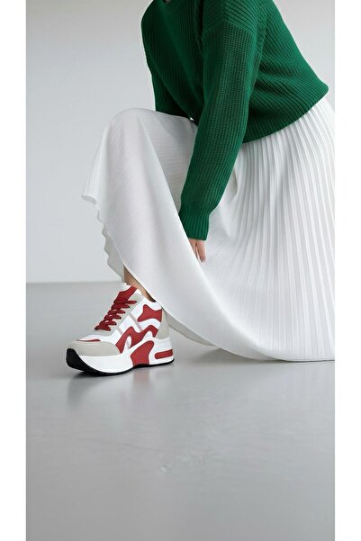 Modanizm حذاء رياضي بكعب مخفي باللون الأحمر من Avlina