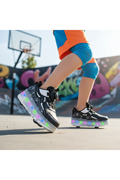 BURUNİ Erkek Çocuk Patenli Işıklı Ayakkabı, Işıklı Tekerlekli Kaykay Ayakkabı...