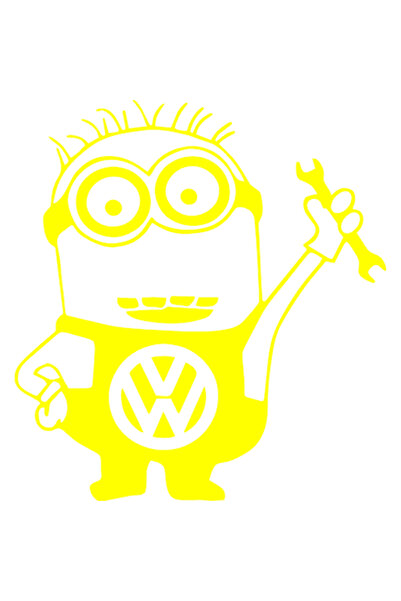 Oracal Car sticker "Minion mechanic at Volkswagen", 18x17cm, yellow