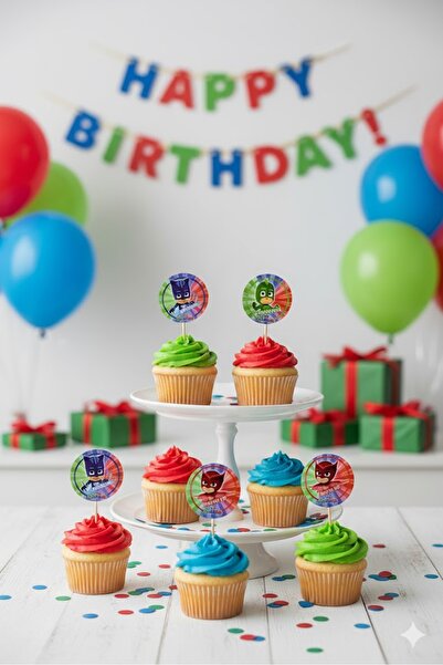 partylady 32 Adet Pijamaskeliler (PJ Masks) Temalı Kürdan Seti / İkramlık Süs...