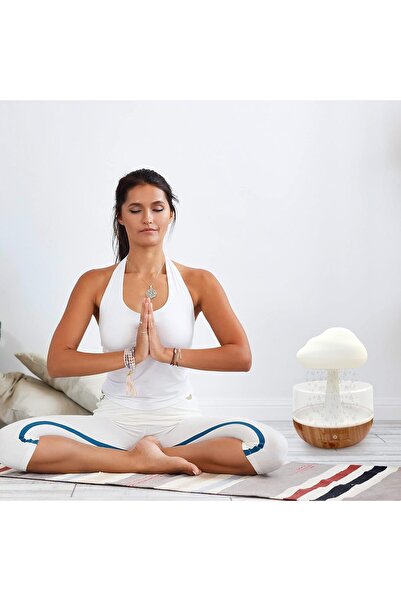 fitto Cloud Rain Diffuser - Mushroom Waterfall Lamp Humidifier, Relaxing Sound (White)