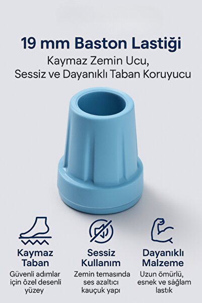 Hane Dostu 19 mm Baston Lastiği – Kaymaz Zemin Ucu, Sessiz ve Dayanıklı Taban...