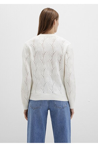 Mavi YUVARLAK YAKA KAZAK Kırık Beyaz