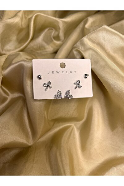 AMENA JELEWRY Çoklu Çelik Küpe