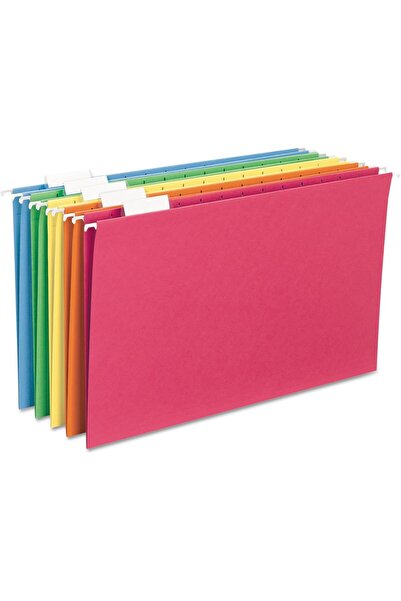 Smead Hanging File Folders with Tab, Adjustable Legal Size 1/5 Cut, Assorted Primary Colors, 25 per
