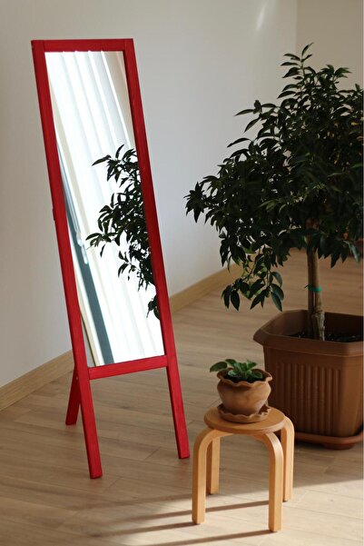beda Ayaklı boy aynası kırmızı renkli 145x40