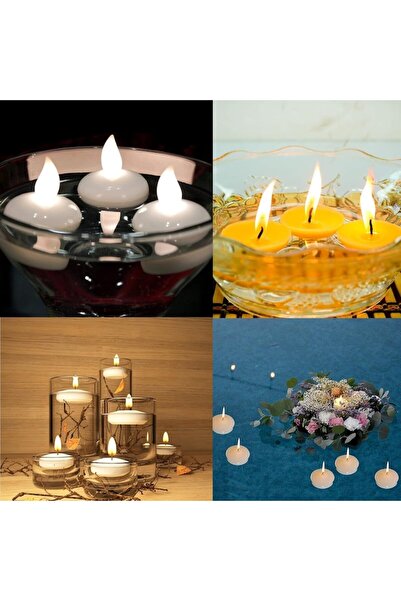 DELPI Set of 12 Floating Candles for Decorations, Unscented, White