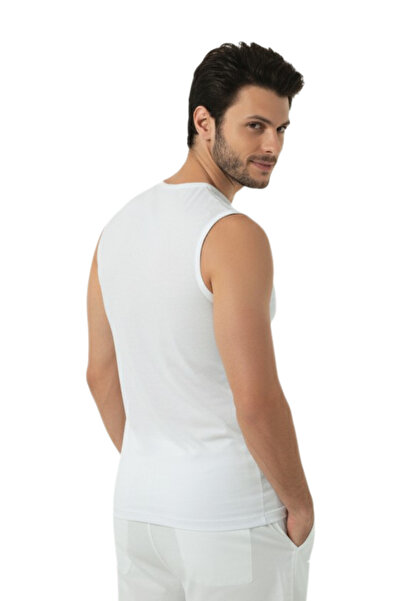 Hmd White Zero Sleeve Stretch Fabric Single Jersey Men's Undershirt
