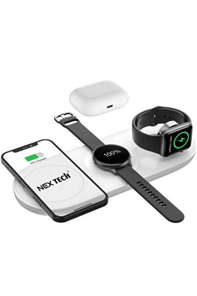 NEX TECH® 5-in-1 Wireless Charging Station 15W Fast Charger - White