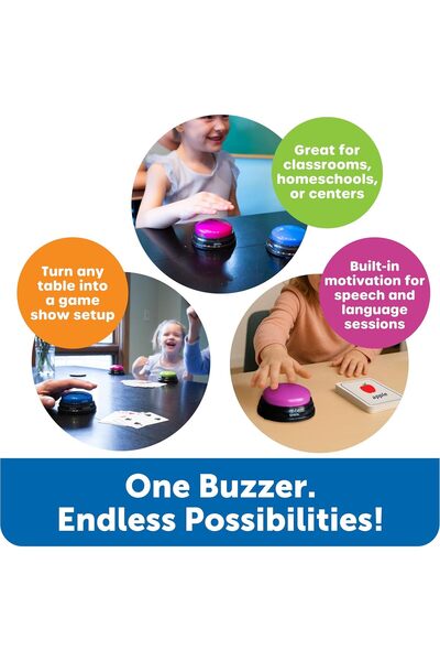 Learning Resources Response Buttons Set of 4 with Bells, 3.5 in, Ages 3+, Plastic, Multicolor