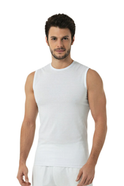 Hmd White Zero Sleeve Stretch Fabric Single Jersey Men's Undershirt