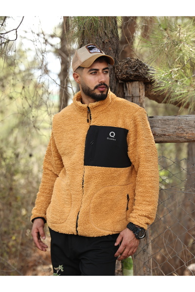 TKT Tile Lamb Welsoft Fleece Jacket Full Zipper 3 Pockets Front Piece Detail Full Size