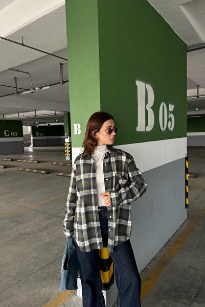 mylove Plaid Single Pocket Shirt Green