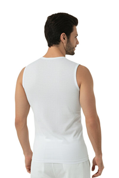 Hmd White Zero Sleeve Stretch Fabric Single Jersey Men's Undershirt