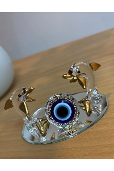 Kiri Dekoratif Kristal Cam İkili Nazarlıklı Yunus