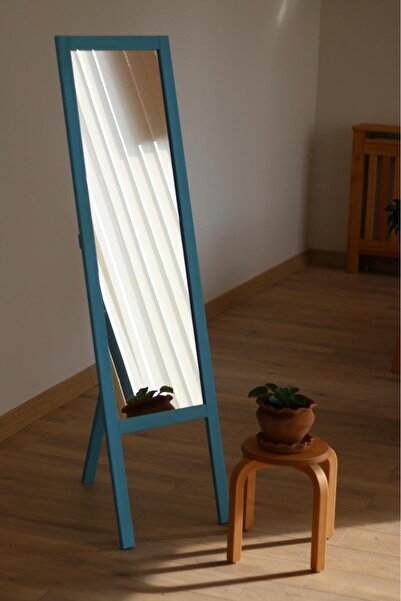 beda Ayaklı Boy Aynası Mavi Renkli 145x40