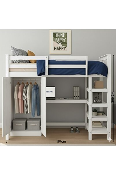 anadoluselçukluplastik çok amaçlı karyola çalışma masası elbise dolabı kitapl...