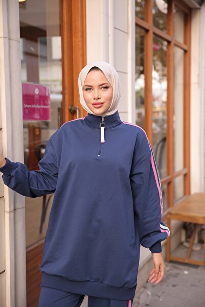 MİMİ Luxury Wear Women's Stylish Hijab Tracksuit Set with Zipper & Bottom Top Set
