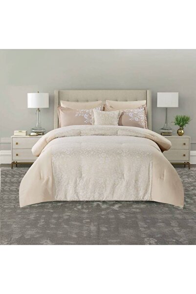 NİCE ForHome 7-piece Summer Duvet Set Jacquard Beige Floral 230x250 cm