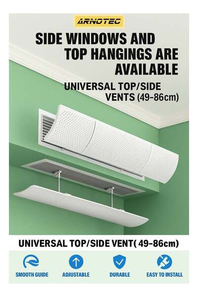 Generic ARNOTEC Adjustable air vent deflector for central air conditioning, universal top/side vents (49-86
