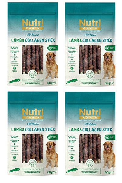 Nutri Canin Kuzu Eti Sargılı Kolajen Çubuk Tahılsız Köpek Et Ödülü 80 Gr. X 4...
