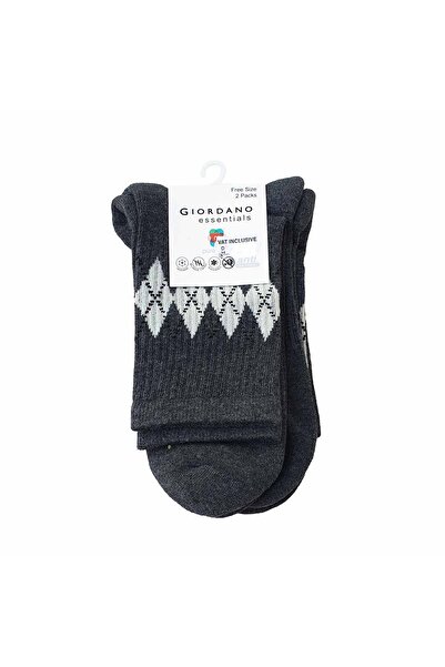 Giordano جوارب متوسطة الطول من مزيج القطن - مجموعة أساسيات - قطعتان