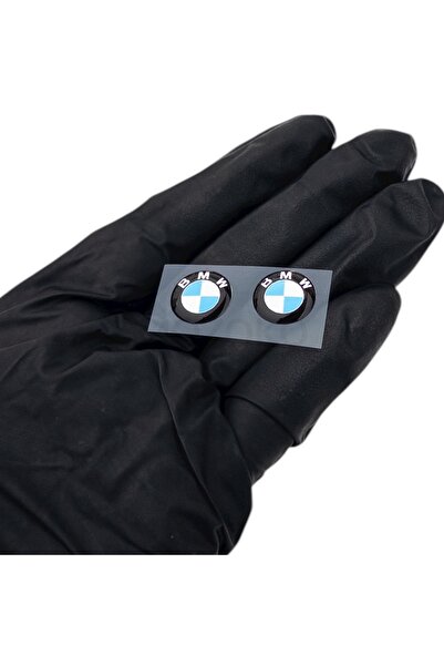 MOZOKO شعار BMW ذاتي اللصق مقاس 14 مم، شارة سلسلة المفاتيح مطبوع - ملصق ثلاثي الأبعاد قطعتين