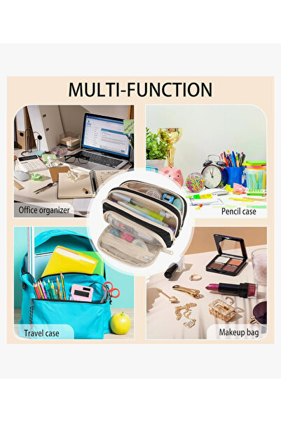 synshop Kawaii Travel Geniş Kapasiteli Oxford Kumaş Çok Bölmeli Büyük Boy Kalemlik Kalem Kutusu Hediyelik