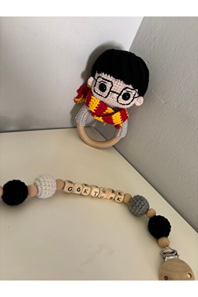 Amigurumi Harry Potter çıngırak ve emzik zinciri