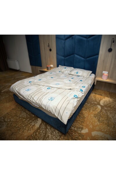 OEM Beige bed linen for 2 people with blue-green dandelions