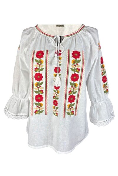 rody's forever CPF girls' blouse, white/green , 6 years old, 110 cm