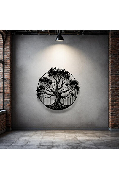 STE Hayat Ağacı Metal Duvar Dekoru – Yuvarlak Doğa Temalı Modern Ev Ofis Sana...